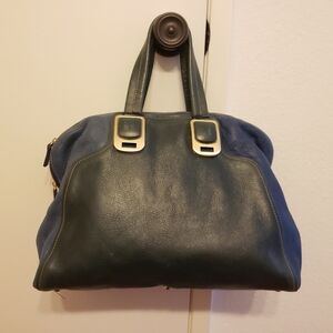 Vintage The Van Blue And Green Leather Handbag